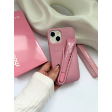 Рожевий чохол rhode на iPhone 15  ribbon с блиском для губ